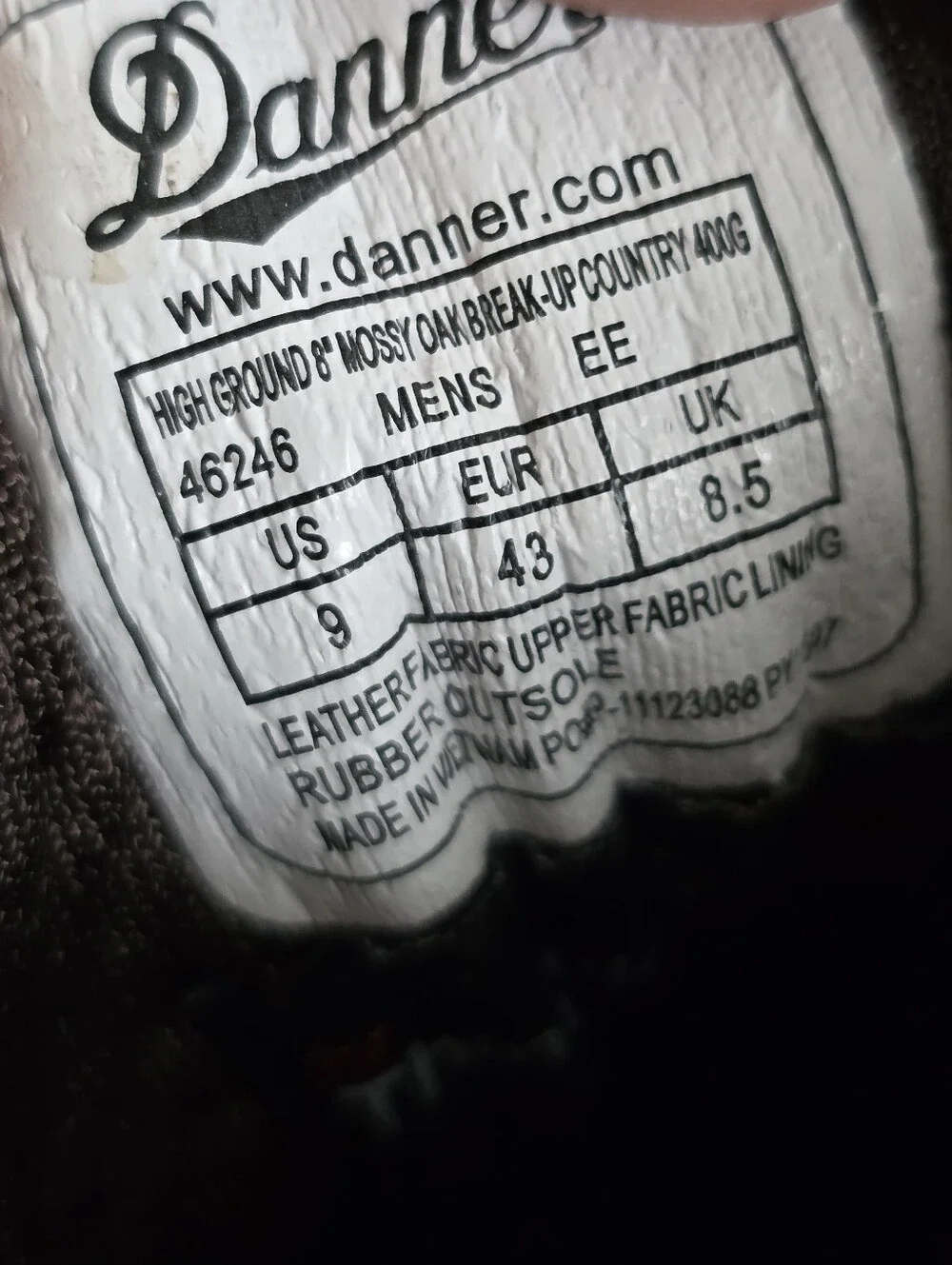 Danner Men's High Ground 400GHunting Boots - Mossy Oak‎ Size  9 NWOT